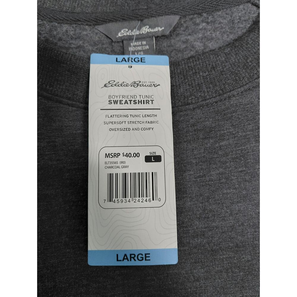 NWT Eddie Bauer Fleece Boyfriend Tunic Fit Sweatershirt Women Size L - Picture 5 of 15